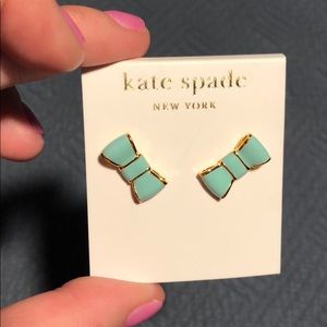 Kate Spade Mint Colored Bow Tie Stud Earrings